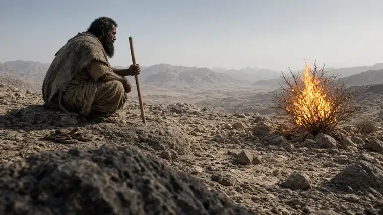 Moses before the burning bush