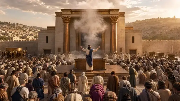 Solomon blessing the congregation